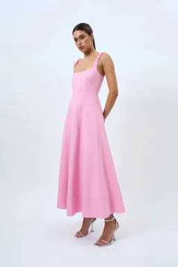 By Johnny Daphne Bust Midi Dress Taffy Pink Size AU 10 for rent on The Volte - image 4