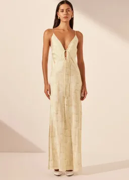 Shona Joy Plunged Slip Tie Maxi Dress Medina Print Size 4 for rent on The Volte - image 2