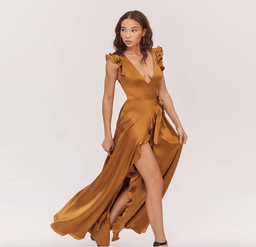 Fame & Partners Silk Wrap Dress in Rust Size 6 for rent on The Volte - image 3