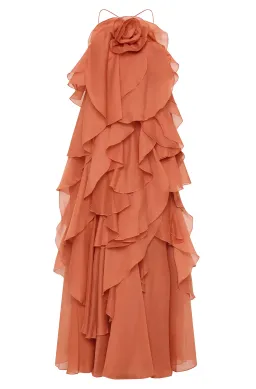 Aje Pandorea Layered Maxi Dress Coral Clay Size 10 for rent on The Volte - image 2