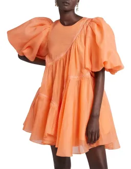 Aje Riviera Puff Sleeve Mini Dress Orange Size 6 for rent on The Volte - image 2