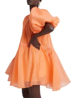 Aje Riviera Puff Sleeve Mini Dress Orange Size 6 for rent on The Volte - image 4
