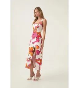 Aje Flourish Midi Dress in Vivid Hibiscus Size AU 6 for rent on The Volte - image 2