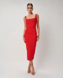 Effie Kats Marbella Midi Dress Cherry Red Size 10 for rent on The Volte - image 1