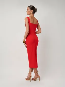 Effie Kats Marbella Midi Dress Cherry Red Size 10 for rent on The Volte - image 3
