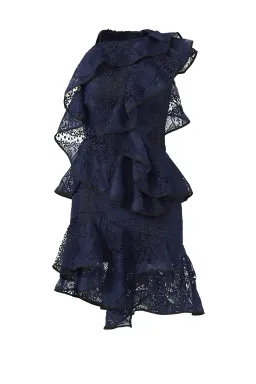 Acler Bentley Lace Mini Dress Navy Size 6 for rent on The Volte - image 3