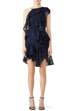 Acler Bentley Lace Mini Dress Navy Size 6 for rent on The Volte - image 1