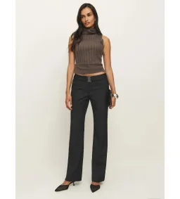Reformation Cherie Low Waisted Pant Black Stripe Size AU 8 for rent on The Volte - image 1