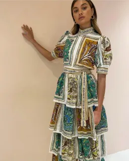 Alemais Delphine Tiered Midi Dress Multi Size 6 for rent on The Volte - image 2