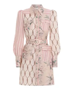Zimmermann Moonshine Patched Shirt Mini Dress in Spliced Pink 0 / AU 8 for rent on The Volte - image 6