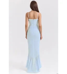 House of CB Gabbi Mesh Ruffled Front Gown Ice Blue Size XS / AU 6 for rent on The Volte - image 4