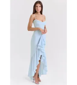 House of CB Gabbi Mesh Ruffled Front Gown Ice Blue Size XS / AU 6 for rent on The Volte - image 2