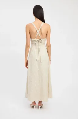 Kookai Palm Tallulah Vee Midi Dress Beige Size 6 for rent on The Volte - image 3