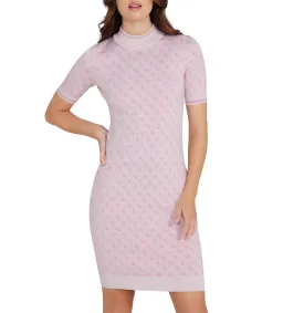 Guess Short Sleeve Lise 4G Logo Sweater Mini Dress Pink & Lilac Cream Combo Size 12/M for rent on The Volte - image 2