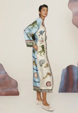 Alémais Bath House Silk Shirtdress Midi Dress Print Size 16 for rent on The Volte - image 3