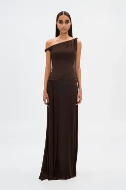 Misha The Sisal Mesh Dress ESPRESSO Size 10 for rent on The Volte - image 1