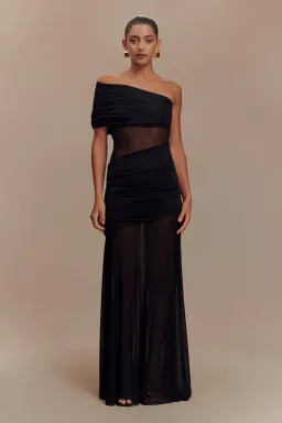 Meshki Dallas One Shoulder Mesh Maxi Dress in Black Size 10 for rent on The Volte - image 1