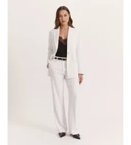 Saba Dharma Pinstripe Wide Leg Pants in White Size AU 6 for rent on The Volte - image 9
