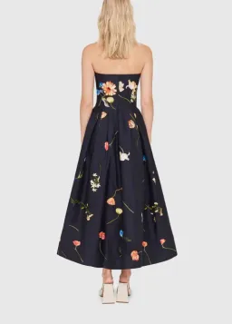 Leo Lin The Fields Embroidered Bustier Midi Dress Black Size 14 for rent on The Volte - image 4