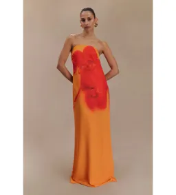 Amaya Strapless Chiffon Maxi Dress Koi Orchid Print Size 8 for rent on The Volte - image 1