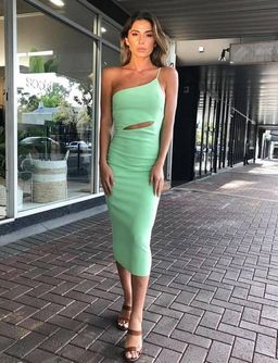 Bec & Bridge Missy Asym Midi Dress Green Size 12 for rent on The Volte - image 4