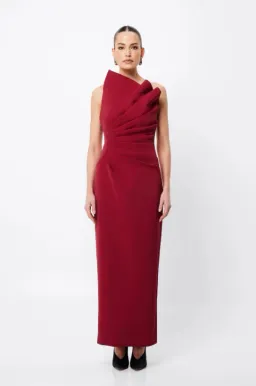 Mossmann Common Emotion Midi Crimson Dress in Red Size AU 10 for rent on The Volte - image 1