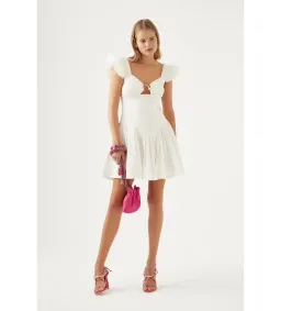 Aje Simone Frill Sleeve Mini Dress in White Size AU 10 for rent on The Volte - image 1