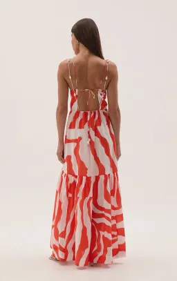 Aje Studios Marley Tiered Maxi Dress Coral Zebra Size AU 14 for rent on The Volte - image 3