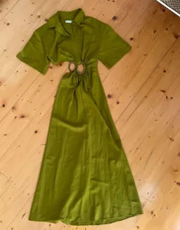 Christopher Esber midi olive dress size 6 for rent on The Volte - image 3