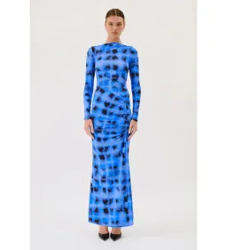 Suboo Shibori Long Sleeve Rouched Maxi Dress in Blue Size 10 for rent on The Volte - image 1