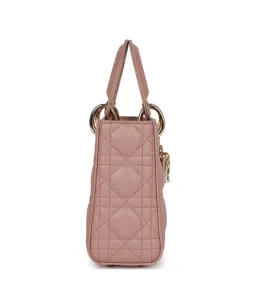 Christian Dior Mini Lady Bag Cannage Lambskin Light Gold Hardware in Blush for rent on The Volte - image 3