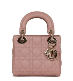 Christian Dior Mini Lady Bag Cannage Lambskin Light Gold Hardware in Blush for rent on The Volte - image 1