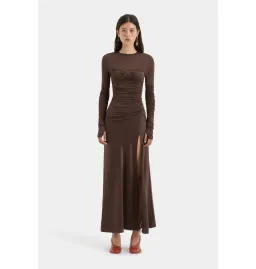 Sir the Label Alessia Draped Gown Chocolate Size AU 12 for rent on The Volte - image 1