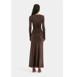 Sir the Label Alessia Draped Gown Chocolate Size AU 12 for rent on The Volte - image 3
