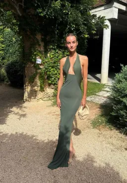 Christopher Esber Tailored Slope Halter Dress Green Size AU 8 for rent on The Volte - image 1