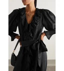 Doen Nadia Dress in Black Ramie Size M /Au 10 for rent on The Volte - image 3