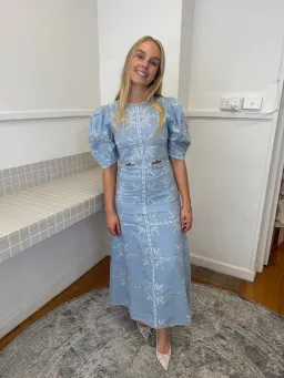 Magali Pascal Blue Nanette Midi Dress Blue Size 8 for rent on The Volte - image 1