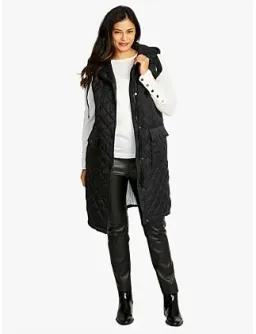 Ping Pong Kit Side Button Hooded Long Puffer Vest Black Size 18 for rent on The Volte - image 1