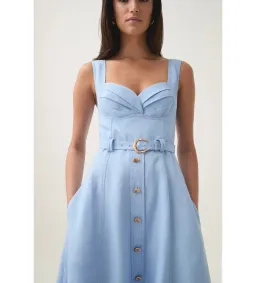 Aje Primary Belted Midi Dress Daydream Blue Size AU 12 for rent on The Volte - image 4