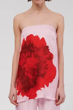 Suboo Emilia Bustier Tunic and Elastic Waist Slim Pants Set Pink Floral Size L / AU 12 for rent on The Volte - image 2