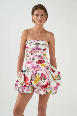 Aje Violette Bubble Hem Mini Dress Collage Floral Size AU 8 for rent on The Volte - image 4