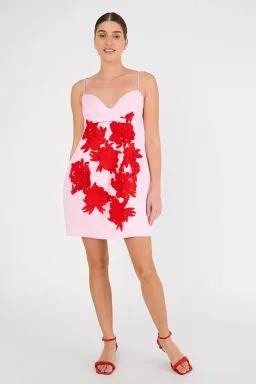 Oroton 3D Contrast Flower Linen  Mini Dress Floral Size 10 for rent on The Volte - image 1