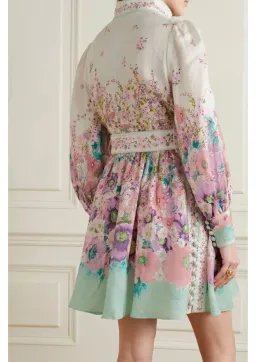 Zimmermann Jude Buttoned Mini Dress in Aqua Gradient Floral Size 0 / AU 8 for rent on The Volte - image 2