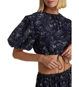 Sir The Label Caprice Puff-Sleeve Cropped Top and Maxi Skirt Set Navy Floral Size 0/AU 6 for rent on The Volte - image 5