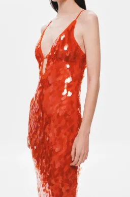 Misha Sapphire Sequin Maxi Dress Red Size 10/M for rent on The Volte - image 2