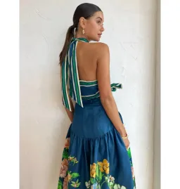 Alemais Lyla Halter Midi Dress Royal Blue Size AU 10 for rent on The Volte - image 6