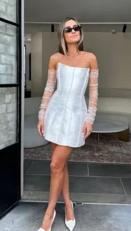 Eliya The Label Kayla Mini Dress in White Size AU 12 for rent on The Volte - image 1