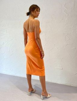 Bec & Bridge Clover Midi Dress Nectarine Orange Size 8 for rent on The Volte - image 4
