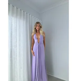 Misha Jennifer Cupro Maxi Dress Lilac Size 10/M for rent on The Volte - image 5