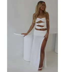 Mode Mila Remi Top and Maxi Skirt Set White Size S/AU 8 for rent on The Volte - image 1